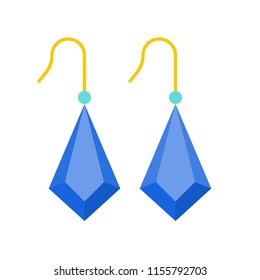 sapphire blue drop earring, jewelry related icon, flat design