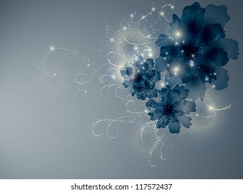 Sapphire blue flowers / Enchanting floral background