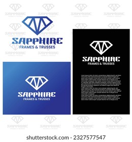 Sapphire Frame and Trusses Logo Design Template - Diamond Sapphire