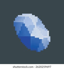 Sapphire gemstone in pixel art style with isolated background