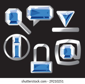 Sapphire internet and website icons. Vector illustration.