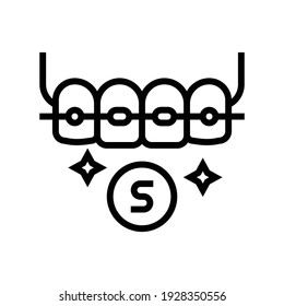 sapphire material tooth braces line icon vector. sapphire material tooth braces sign. isolated contour symbol black illustration