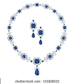 Sapphire Necklace And Matching Earrings