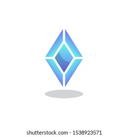Sapphire Precious stone flat icon, vector sign, Rhomb shape crystal stone colorful pictogram isolated on white. Symbol, logo illustration. Flat style design