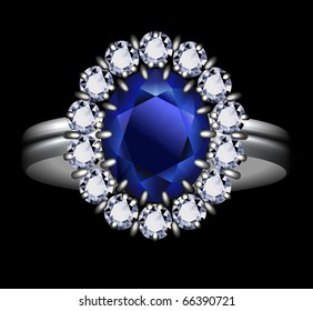 	Sapphire ring - vector eps10