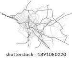 Sapporo city map (Japan) - town streets on the plan. Monochrome line map of the  scheme of road. Urban environment, architectural background. Vector 
