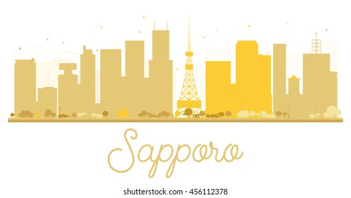 Sapporo City skyline golden silhouette. Vector illustration. 