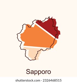 Sapporo High detailed illustration map, Japan map, World map country vector illustration template