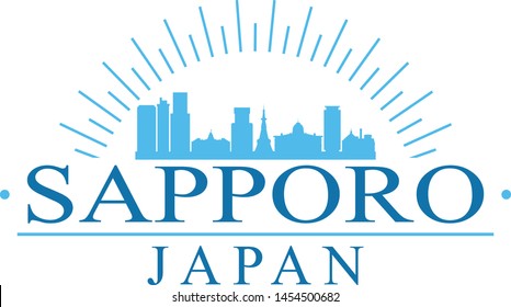 Sapporo Japan. Banner Design. City Skyline. Silhouette Vector. Famous Monuments.