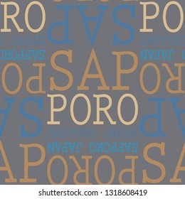 sapporo, japan seamless pattern, typographic city background, texture.