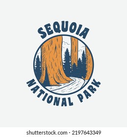 Saquoia National park design for t-shirt, vintage hand drawn and more