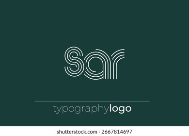 SAR modern geometric typography logo. Modern and stylish composition featuring a monochromatic typography logo illustration designed with intricate lines.