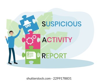 sar - suspicious activity report acronym. business concept background. vector illustration concept with keywords and icons. lettering illustration with icons for web banner, flyer