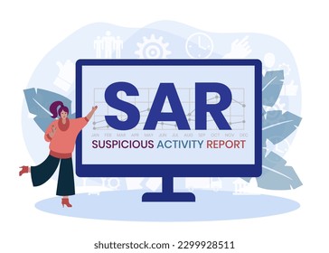 sar - suspicious activity report acronym. business concept background. vector illustration concept with keywords and icons. lettering illustration with icons for web banner, flyer