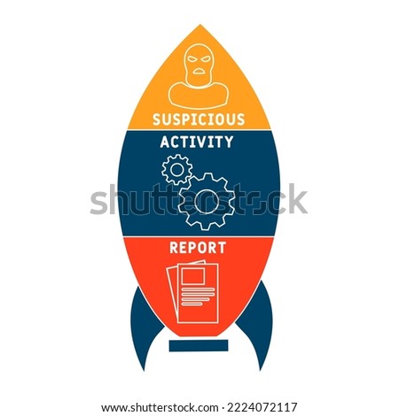 sar  - suspicious activity report acronym. business concept background.  vector illustration concept with keywords and icons. lettering illustration with icons for web banner, flyer, landing