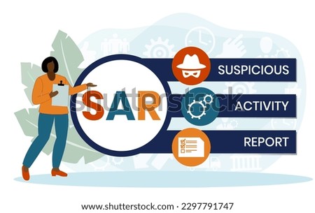 sar - suspicious activity report acronym. business concept background. vector illustration concept with keywords and icons. lettering illustration with icons for web banner, flyer