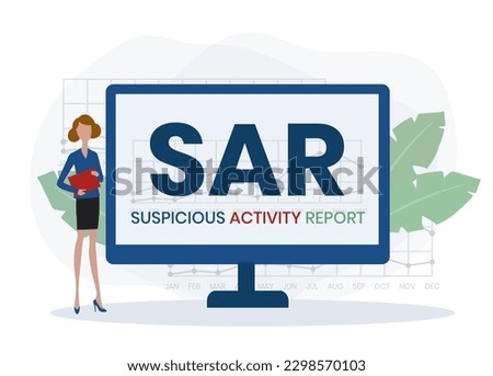 sar - suspicious activity report acronym. business concept background. vector illustration concept with keywords and icons. lettering illustration with icons for web banner, flyer