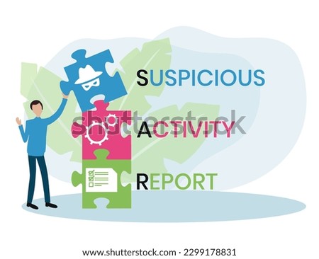sar - suspicious activity report acronym. business concept background. vector illustration concept with keywords and icons. lettering illustration with icons for web banner, flyer