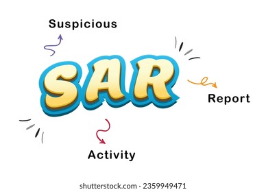 SAR, Suspicious Activity Report. Modern style Concept with keywords, letters, and icons.