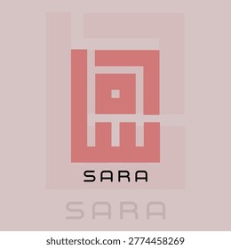 Sara name in Arabic Kufic Calligraphy Minimalist Logo