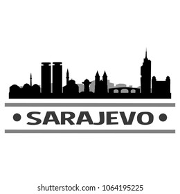 Sarajevo Bosna Herzegovina Skyline Silhouette Stamp City Design Vector Art Template