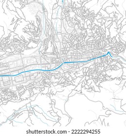 Sarajevo, Sarajevo Canton, Bosnia and Herzegovina high resolution vector map with editable paths. Bright outlines for main roads. Use it for any printed and digital background. 