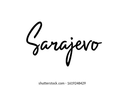 Sarajevo capital word city typography hand written text modern calligraphy lettering. Can be used for a sticker, logo or branding 