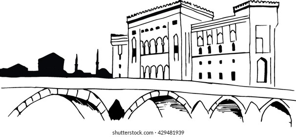 Sarajevo, city of Bosnia and Herzegovina vector illustration