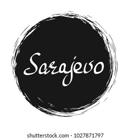 Sarajevo city, handwriten text. Vector calligraphic design.