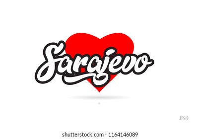 sarajevo city text design with red heart typographic icon design suitable for touristic promotion