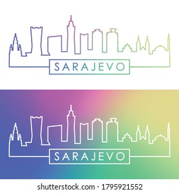 Sarajevo skyline. Colorful linear style. Editable vector file.
