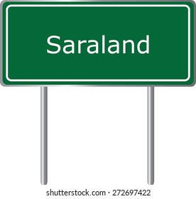 Saraland, Alabama, road sign green vector illustration, road table, USA city