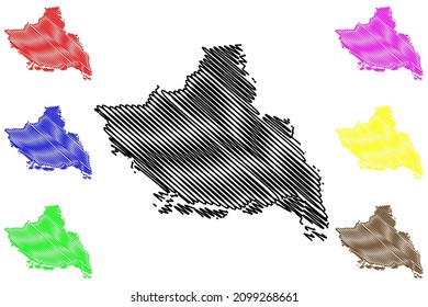 Saran District (Bihar State, Division, Republic Of India) Map Vector Illustration, Scribble Sketch Saran Map