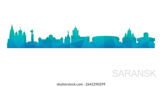 Saransk, Mordovia, Rússia Low Poly Skyline Clip Art City Design. Ícone De Horizonte Gráfico De Polígono Geométrico. Símbolo de Ilustração de Vetor.