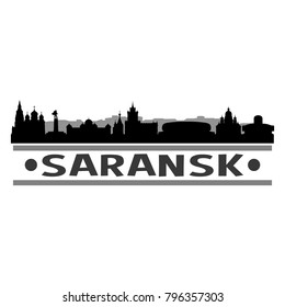 Saransk Russia Skyline Silhouette Stamp City Design Vector Art Template