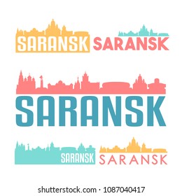 Saransk Russian Federation Flat Icon Skyline Vector Silhouette Design Set