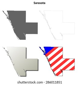 Sarasota County (Florida) Outline Map Set