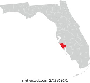 Sarasota County no mapa do estado da Flórida vetor editável