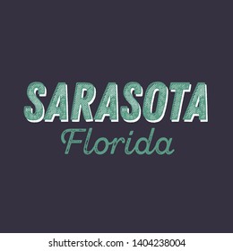 Sarasota, Florida t-shirt printing design, typography, vector graphics, illustration, badge applique label.