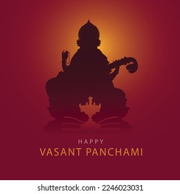 Sarasvati for happy Vasant Panchami Puja of India. vector illustration design	