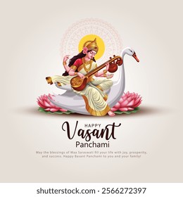 Sarasvati for happy Vasant Panchami Puja of India. abstract vector illustration design