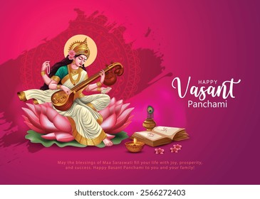 Sarasvati for happy Vasant Panchami Puja of India. abstract vector illustration design