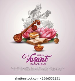 Sarasvati for happy Vasant Panchami Puja of India. abstract vector illustration design