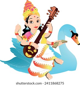 Saraswati is described as a loud and powerful flood who roars like a bull and cannot be controlled.