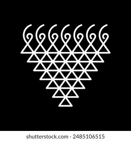 Saraswati devi yantra symbol, goddess saraswati yantra pattern in line style design isolated on black background. Editable stroke. EPS 10 vector illustration.