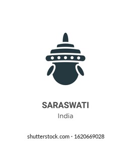 Saraswati glyph icon vector on white background. Flat vector saraswati icon symbol sign from modern india collection for mobile concept and web apps design.