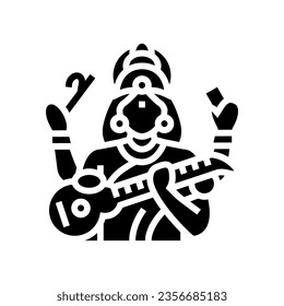 saraswati god indian glyph icon vector. saraswati god indian sign. isolated symbol illustration
