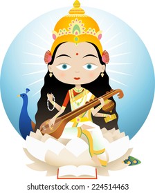 Saraswati In Hinduism is the goddess of knowledge, music and the arts. She is the consort of Brahma, Saraswati is considered to be the mother of the Vedas. 