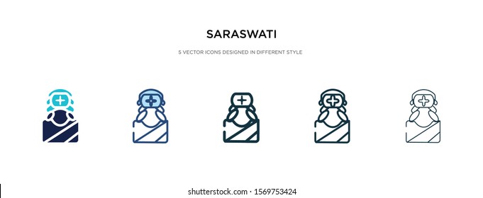 Saraswati icon in different style vector illustration. two colored and black Saraswati vector icons designed in filled, outline, line and stroke style can be used for web, mobile, ui