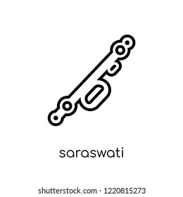 Saraswati icon. Trendy modern flat linear vector Saraswati icon on white background from thin line india collection, editable outline stroke vector illustration